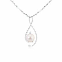 ANGARA 8mm Japanese Akoya Pearl Infinity Pendant Necklace with Diamond in Silver - £236.03 GBP+