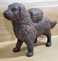 Vintage Cast Iron St. Bernard Dog / Newfoundland With Pack Still Coin Bank - £24.90 GBP