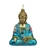 BUDDHA GLASS CHRISTMAS ORNAMENT 5&quot; Blue Turquoise Kurt Adler Butterfly F... - €12,81 EUR