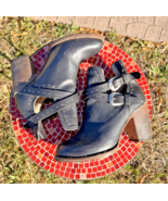 EUC Freebird by Steven Rainbow Bootie Sz 9 Black Leather Heeled Ankle Bo... - $113.85