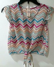 Faded Glory Girls Multicolor Chevron Stripes Top Size L (10-12) Tie Front - £3.94 GBP