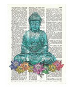 Art N Wordz Buddha Flowers Dictionary Page Pop Art Wall Desk Art Print P... - €21,30 EUR