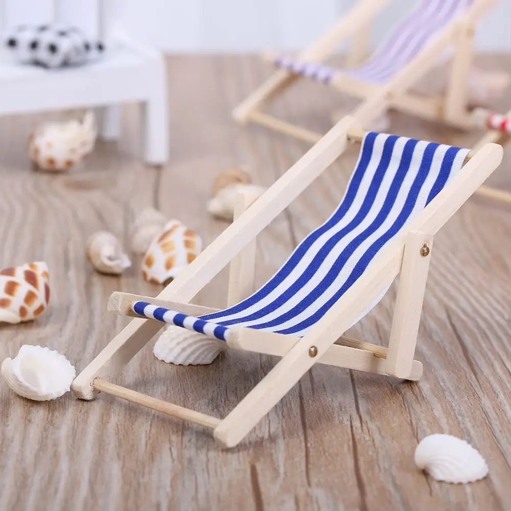 Wooden Lounge Chair Striped for 1/12 Dollhouse Miniature Furniture 11 cm / 4.33 - £7.34 GBP+