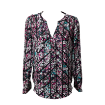 Candies Womens Blouse Multicolor Floral Long Sleeve Button Cuff Notch Ne... - £11.19 GBP