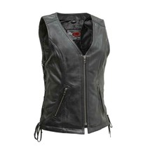 Women&#39;s Leather Vest Cindy Motorcycle Apparel - £109.38 GBP