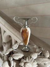 Vintage Amphora Mini Vase in Cream/Brown/Beige Onyx from the Loire Valley - $53.90