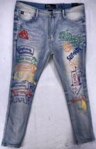 Switch Remarkable Jeans Men 38x32 Graffiti Painted Fade Graphic Slim Tap... - £22.93 GBP