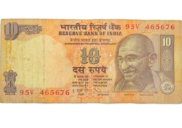 Old India Paper Money Currency  10 Rupees Gandhi reserve bank of india. - €4,29 EUR