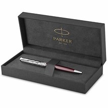 PARKER Sonnet Ballpoint Pen | Premium Metal and Red Satin Finish with Ch... - £152.03 GBP