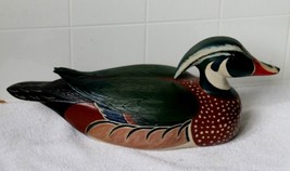 Vtg Wood Duck Male Hamrick Glass Eye Decoy 1982 Hand Carved &amp; Painted Signed - £87.03 GBP