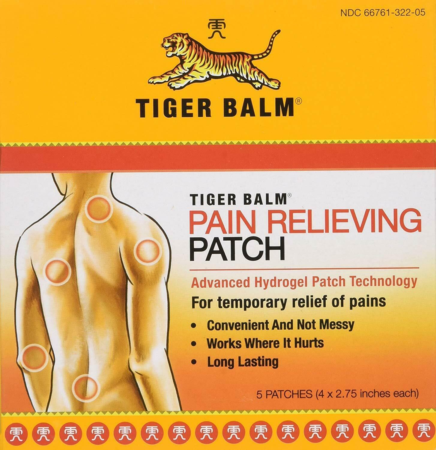 Tiger Balm Pain Relieving Patch 4 x 2.75&quot; - 5 Patches / Pouch. - $9.89