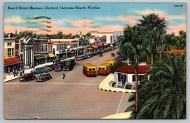 1961 Beach Street Business District Daytona Florida Postcard street view old car - £6.25 GBP