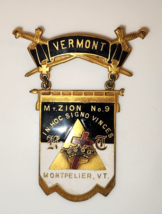 Vtg. Vermont  Mt Zion No. 9 Masonic Knights Templar &quot;In Hoc Signo Vinces&quot;  Pin - £74.53 GBP