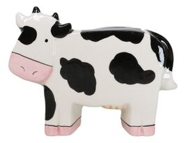 Whimsical Boxy Holstein Bovine Milk Cow Money Coin Savings Piggy Bank Fi... - $385.04 MXN