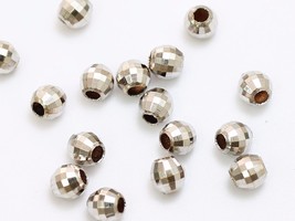 18k solid white gold  4mm round facet bead  (price for 1 pieces ) - £21.88 GBP