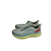 Hoka One One Womens Size 9.5 Clifton 7 Light Blue Yellow Sneaker Running shoes A - $48.51