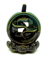 Green Leaf 3214 Round Ceramic Backflow Cone Incense Burner 5&quot; H - $26.73