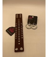 NWT Paparazzi Brown Blingy Band Bracelet &amp; Silver Tone Earrings - £7.78 GBP