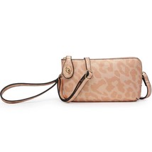 Rose Pink Cheetah Print Crossbody Wristlet Clutch with Twist Lock Closure - £30.07 GBP