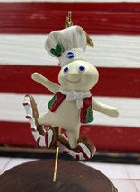 Danbury Mint Pillsbury Doughboy Candy Cane Skates Glitter Ornament 2011 Xmas - $31.91