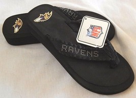 Baltimore Ravens Flip Flops Womens XS 5/6 Black NFL Football NEW Shoes S... - £15.82 GBP