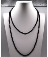 Vtg Black Bead Flapper Opera Length Single Strand Necklace 46&quot; Fashion J... - $556.74 MXN