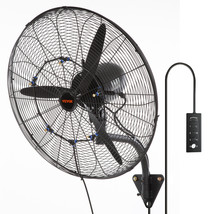 VEVOR Wall-Mount Misting Fan Oscillating Metal Fan 24.3&#39;&#39; 3 Speed Waterproof - £151.21 GBP