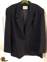 Vintage Rafaella Navy Blue 100% Wool Blazer Jacket Sz 16 1980&#39;s Style VGPC - £23.32 GBP