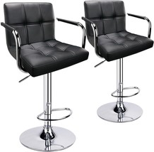 Leopard Adjustable Bar Stools With Armrest, Square Back Swivel Double, Black - $167.99