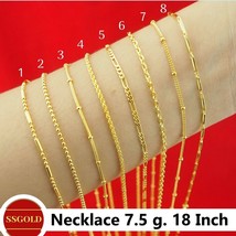 Gold 18K 24K Thai Baht Yellow Necklace 8 Type Twisted Gold Plated 18&quot; 7.5 G. - £22.14 GBP