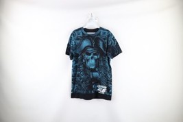 Vintage Streetwear Mens Small Distressed All Over Print Pirate Skull T-Shirt - £31.11 GBP