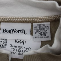 BonWorth Sweater Womens L Beige Button Up Long Sleeve Pockets Top - £18.18 GBP