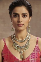 VeroniQ Trends-Indian Bridal Multilayer Kundan Necklace in Fluorite Beads-Brides - £311.91 GBP