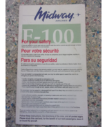 INFLIGHT Safety Card - MIDWAY AIRLINES - F-100, 1995 - €25,34 EUR