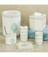 Dena Home Diamond Aqua Ceramic 3-PC Lotion Pump Soap Dish Toothbrush Holder - £50.15 GBP