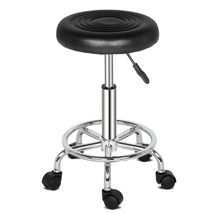 Rotating Bar Stool – Black Round Seat with Line Pattern - $36.00