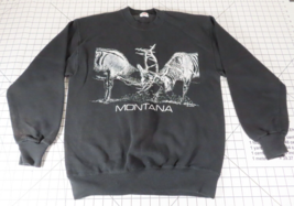 VTG 90s Montana Sweatshirt Large Elk Locking Horns Outdoor Scene 1991 Wi... - £19.34 GBP