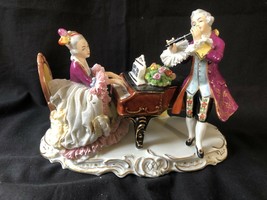 Antico Tedesco Porcellana Figurina. &quot; Musicisti &quot; Marchio Base - $120.78