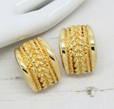 Statement 1980s Vintage Half Hoop Gold Plated Clip On EARRINGS Jewellery - £7.76 GBP