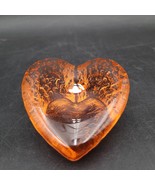 Vintage Rare Fire and Light Recycled Glass Heart Amber Orange Paperweigh... - $121.84 CAD