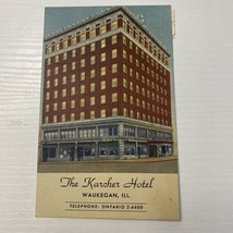 Old Vintage 1957 Postcard Of The Karcher Hotel Waukegan Il - £2.00 GBP