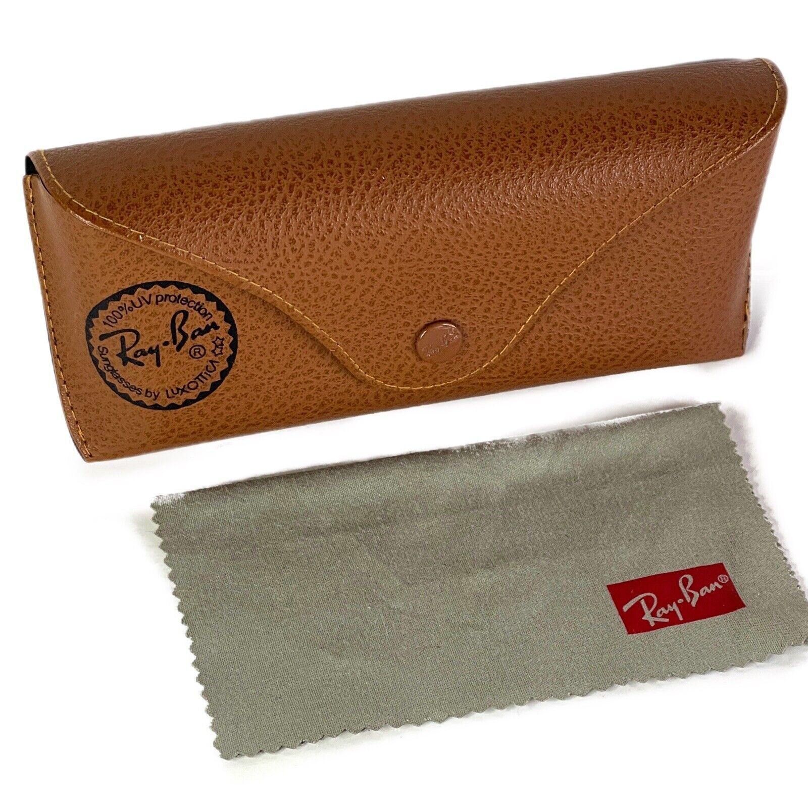 Ray Ban Brown Leather Soft Case w Cloth Black Logo - $11.28