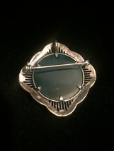 Vintage 40s sterling silver filigree, green stone & hematite brooch pendant image 3
