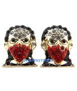 Maske Gesicht Ohrringe Neu mit Kristall Strass Post Durchbohrt Räuber - $13.13