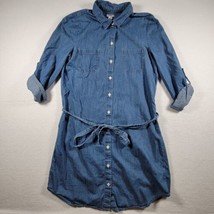Old Navy Girls SP  Blue Long Sleeved Button Down Denim Style Dress 3/4 s... - £11.76 GBP