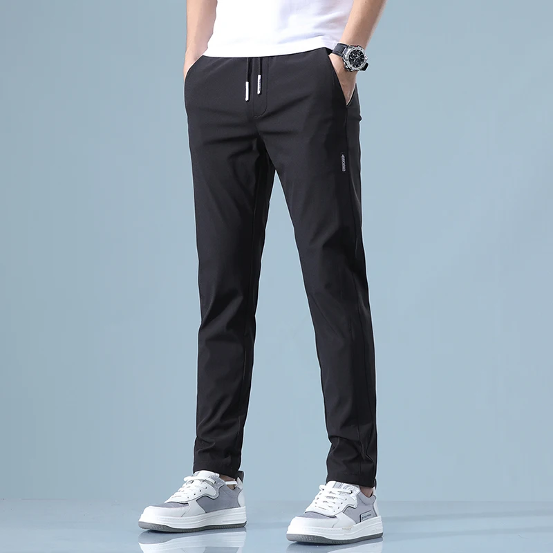 Sporting Men&#39;s Casual Pants Brand 2022 Spring Summer Fashion Elasticity Solid Co - £28.44 GBP