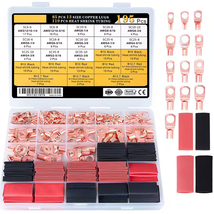 195pc Copper Wire Lugs AWG 2-12 Ring Terminals Kit with Heat Shrink Tubing  - €51,13 EUR