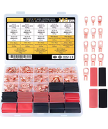 195pc Copper Wire Lugs AWG 2-12 Ring Terminals Kit with Heat Shrink Tubing  - €51,13 EUR