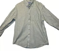 LL Bean Long Sleeve Button Down Shirt Green Striped Mens Size Large Trim... - £15.05 GBP