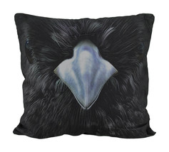 Zeckos 18 in. Black Raven Face Decorative Throw Pillow - £11.59 GBP